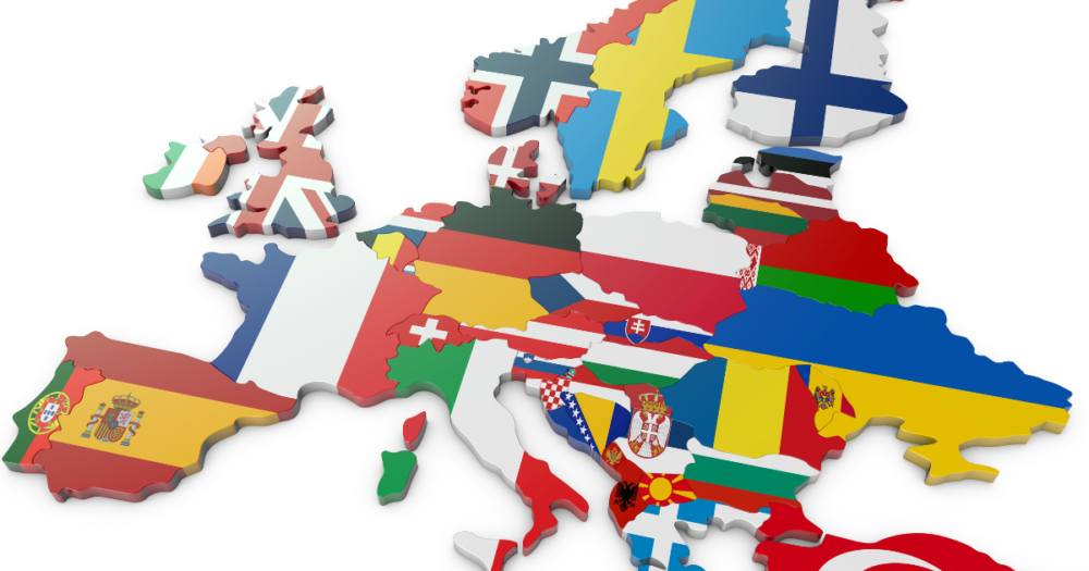 ヨーロッパの地図と国旗